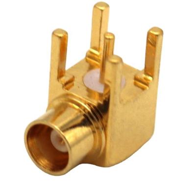 Right Angle MCX Female For PCB Mount Coaxial Connector Golden Plating