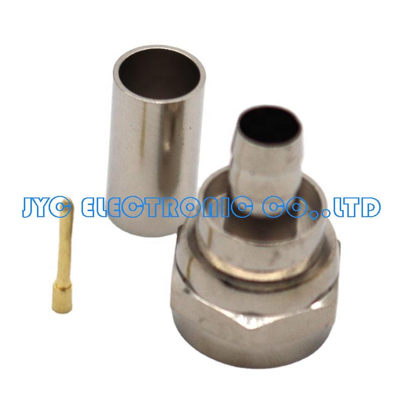F male connector for RG58/RG589/RG6, Nickel plated
