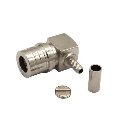 QMA Plug Right Angle For RG178 cable connector nickel plating